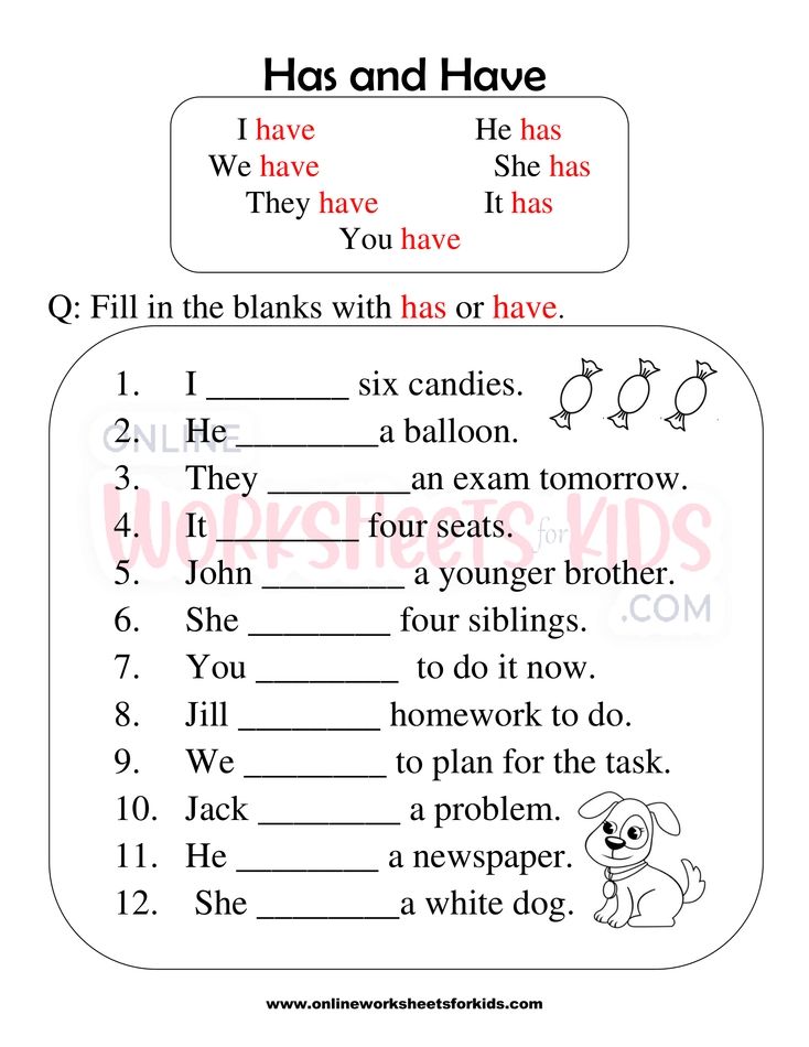 Has and Have worksheets for grade 1-1