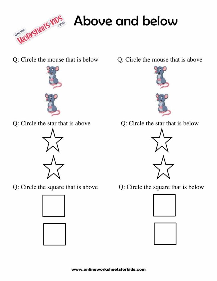 Above and Below Worksheets 6