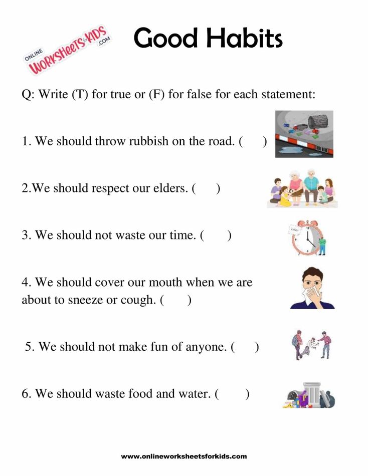 Good Habits Vs Bad Habits Worksheet For Grade 1-9
