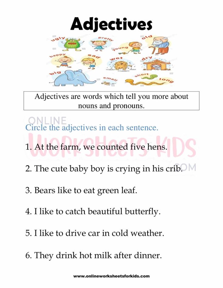 Adjectives Worksheets for grade 1-5