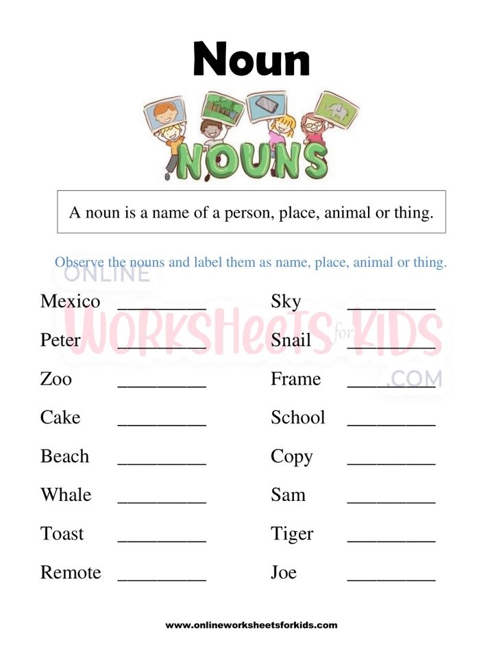 Noun Worksheets For Grade 1-8