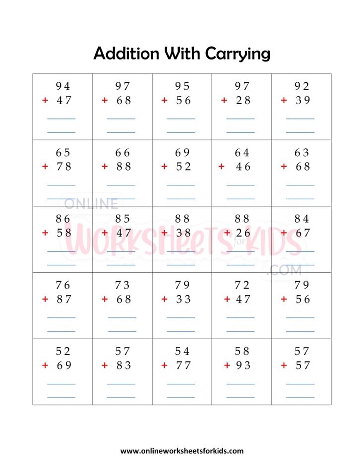 Addition With Carrying Worksheets 4