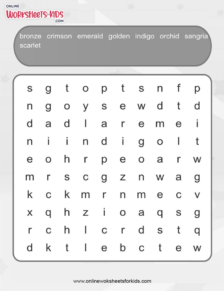 Colors Word Search (Hard)