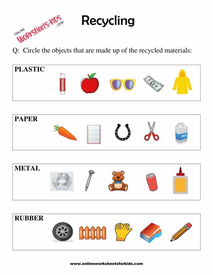 Reduce Reuse Recycle Worksheets For 1st Grade 6