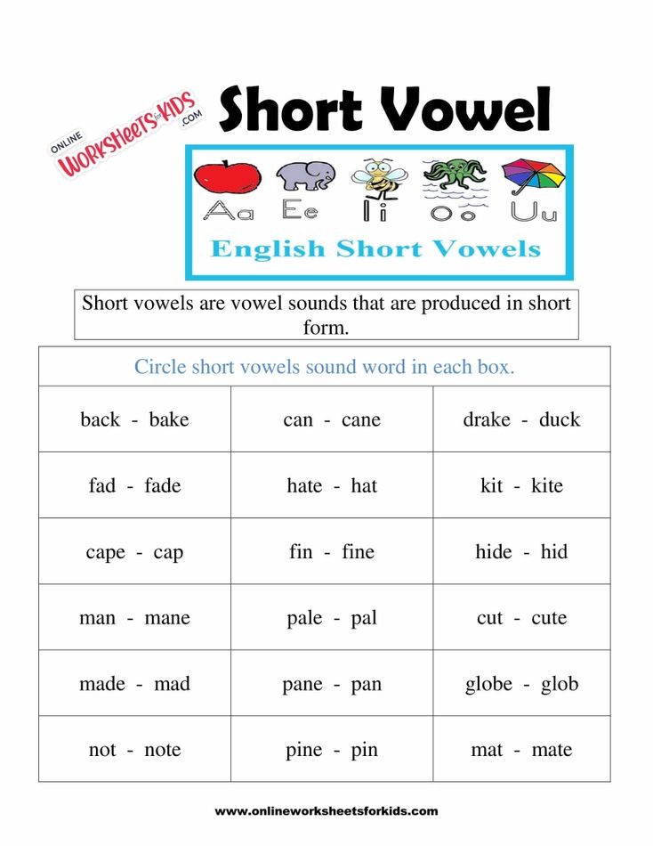 Short Vowel Worksheets 3