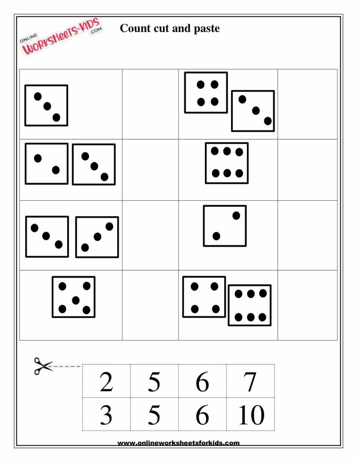 Dice Counting Numbers 1 till 10 Cut And Paste 3