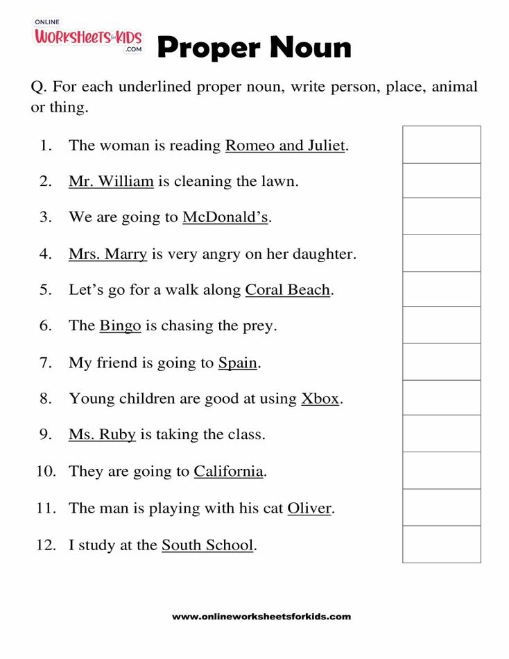 Proper Noun Worksheets 03