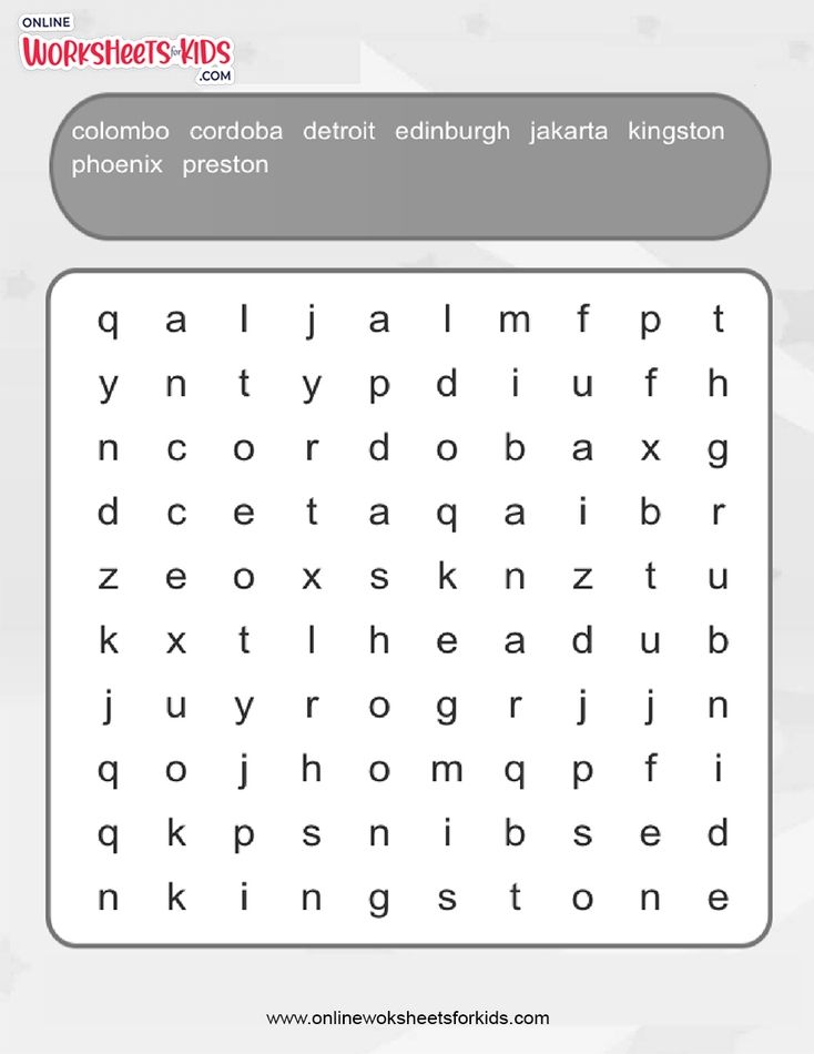 Cities Word Search (Hard)
