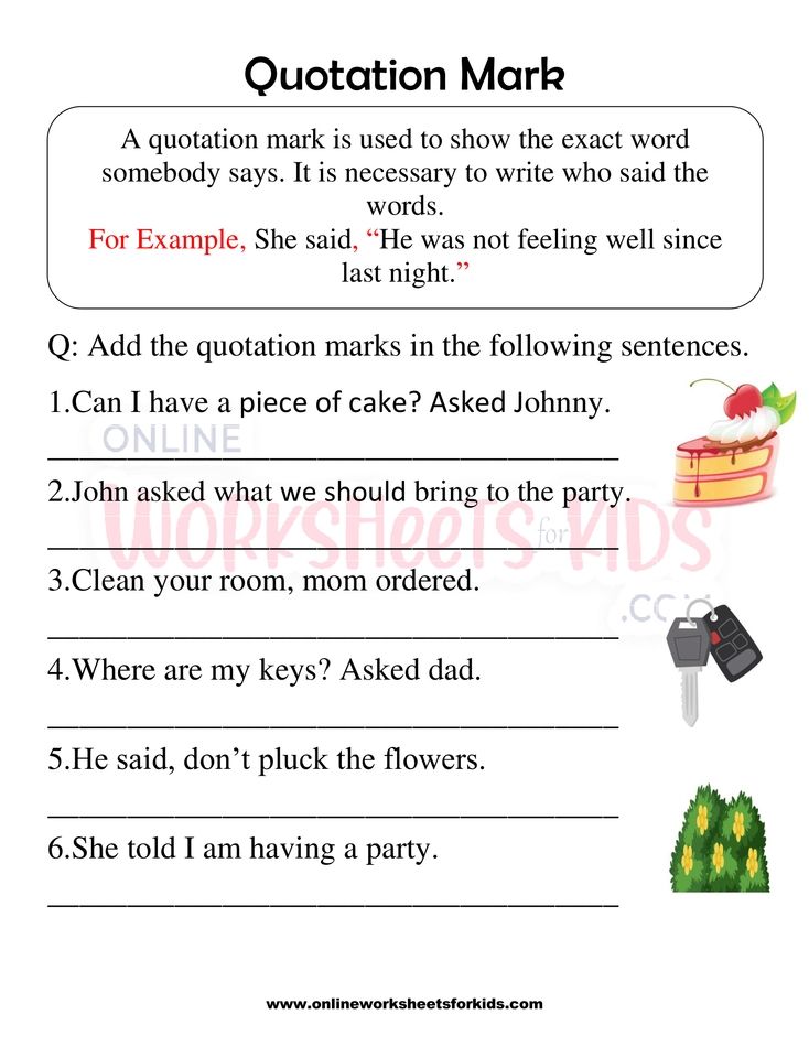 Quotation Marks Worksheets 1st grade 1