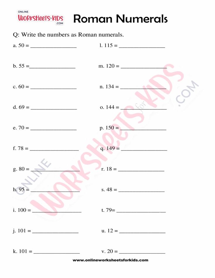 Roman Numerals Worksheet Grade 3-01