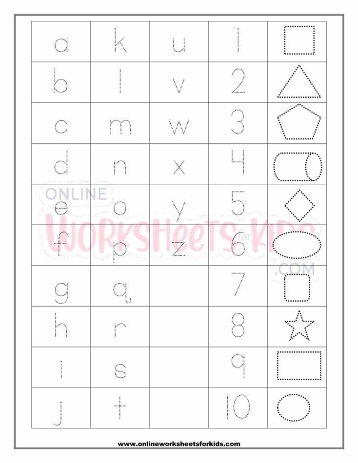 Letters Numbers And Shapes Tracing Worksheets 4