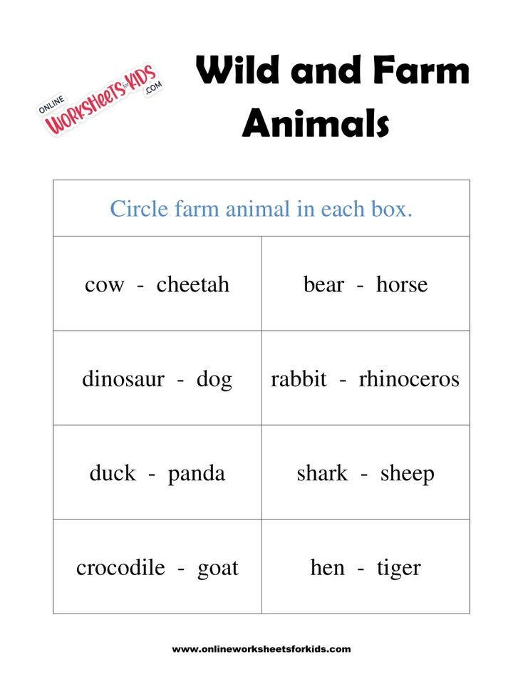 Wild And Farm Animals Worksheets 3