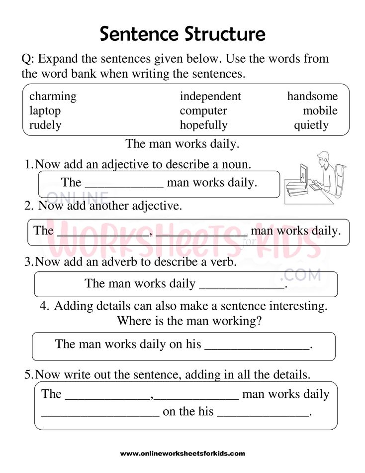 Sentence Structure Worksheets 1st Grade 9