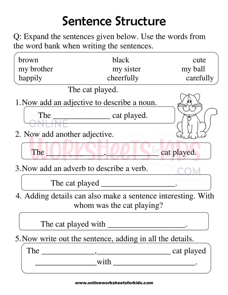 Sentence Structure Worksheets 1st Grade 1