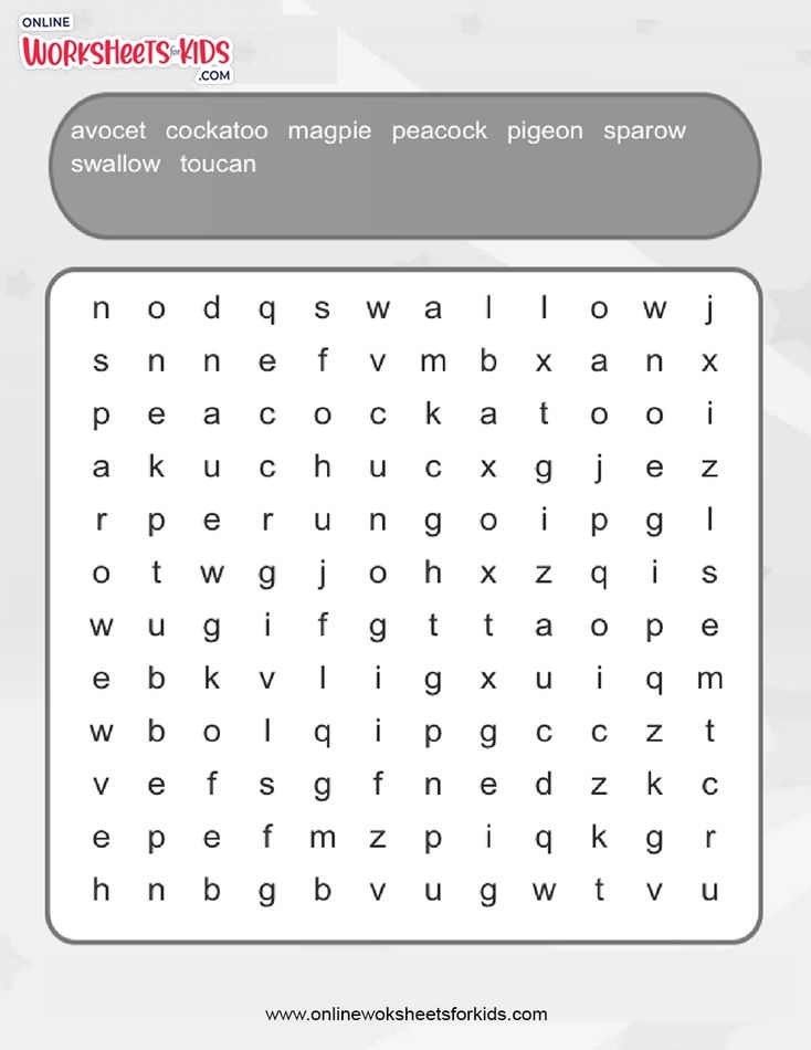 Birds Word Search (Hard)