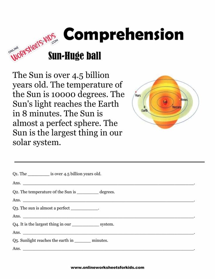 Comprehension Worksheets for Grade 1-12