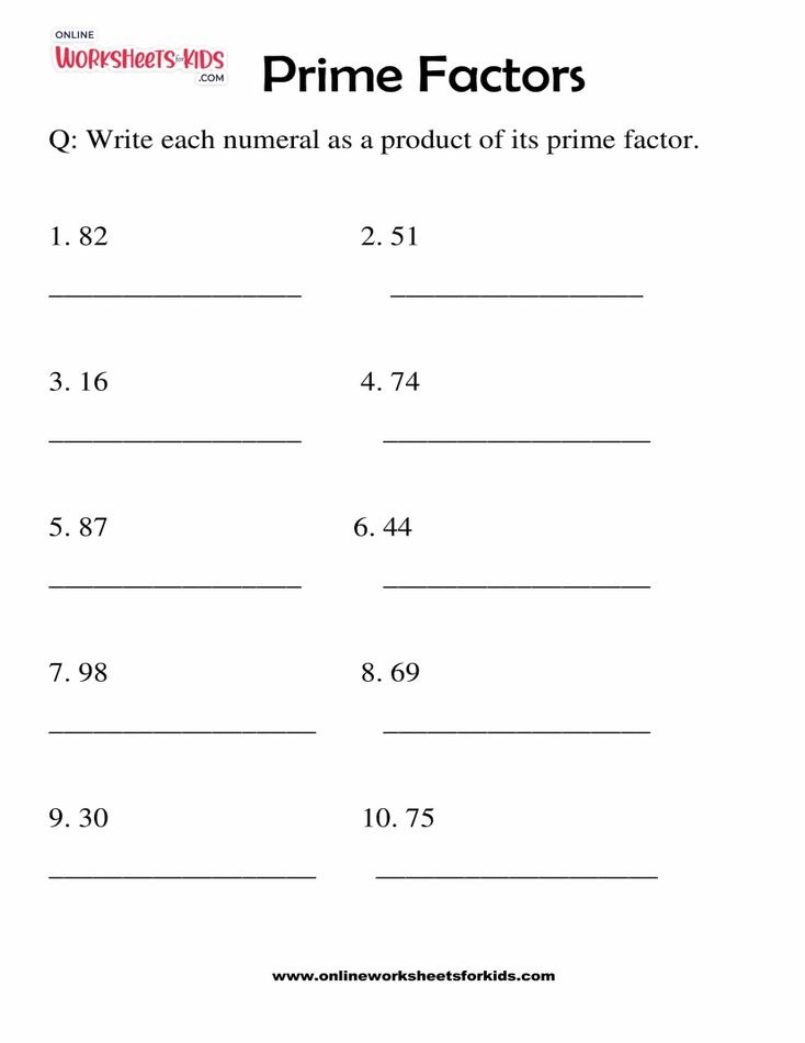 Prime Factors Worksheet Grade 2-01