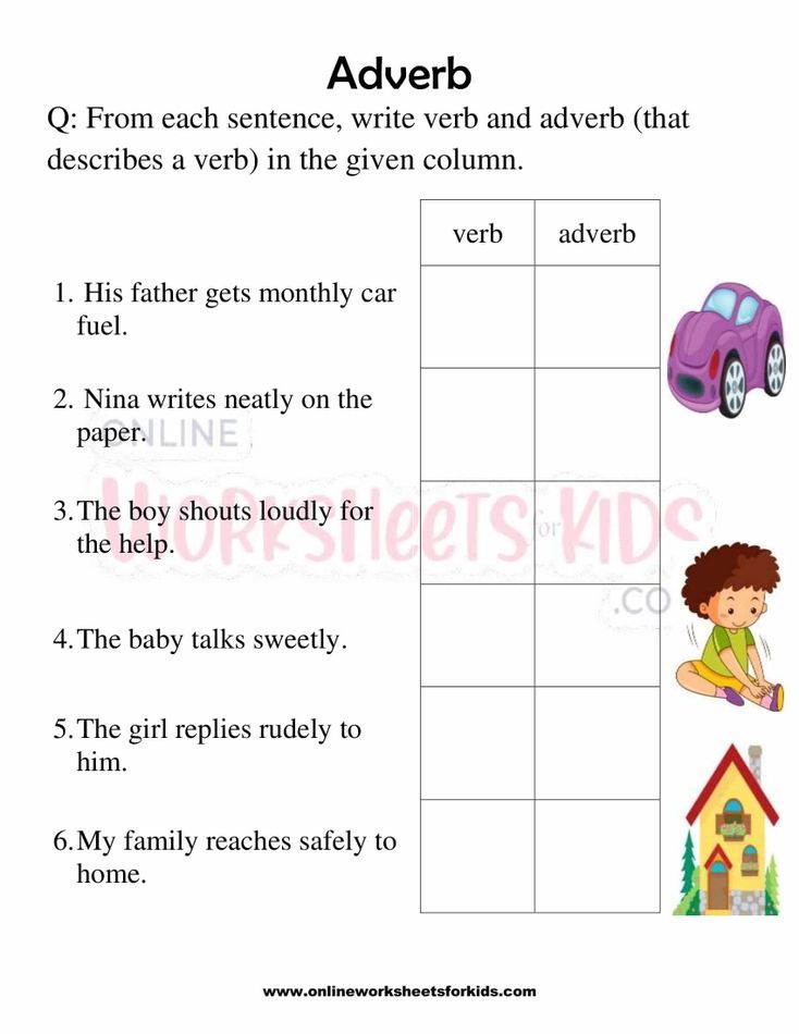 Adverb Worksheet For Grade 1-8