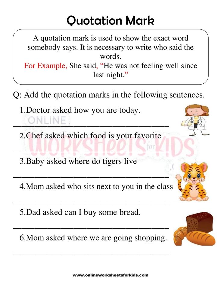 Quotation Marks Worksheets 1st grade 7