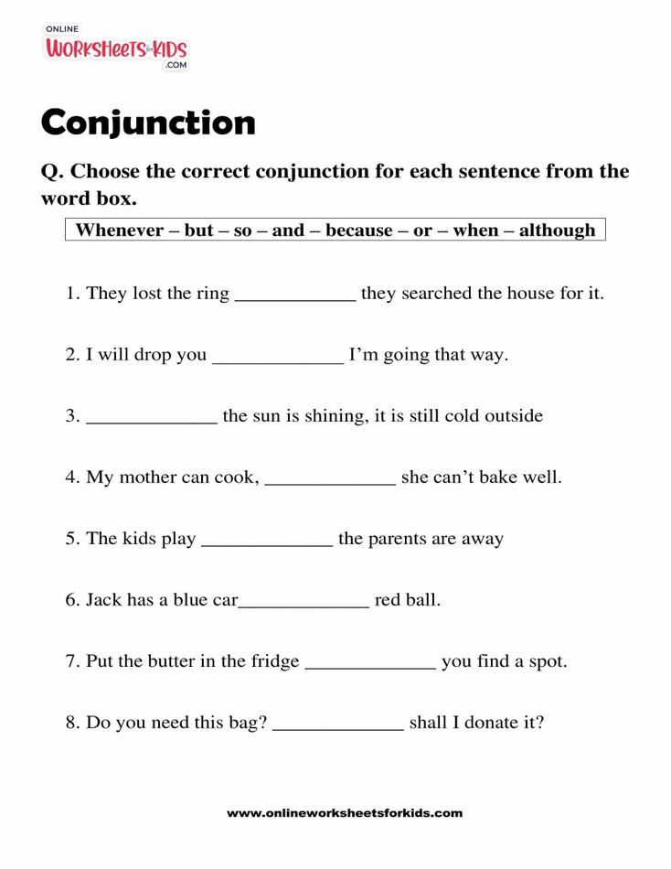 Conjunction Worksheet 08