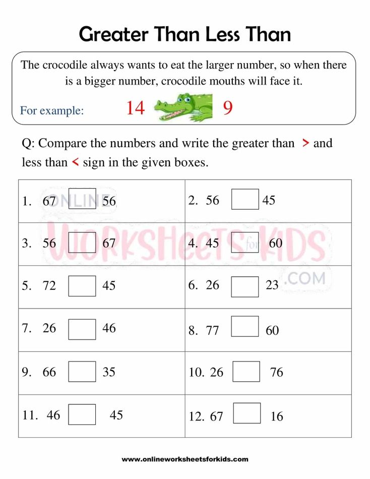 Greater Than Less Than Worksheets First Grade 8