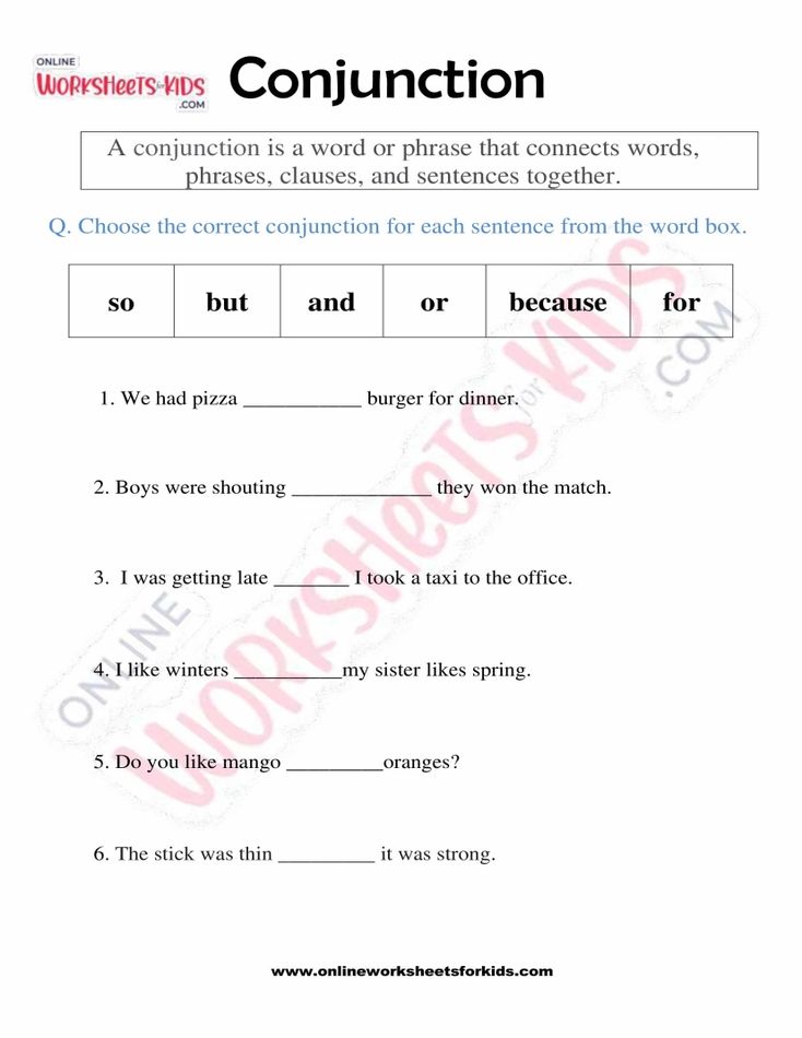Conjunctions Worksheet 02