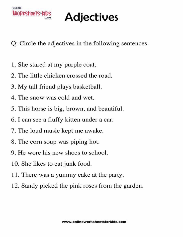 Adjectives Worksheets 06