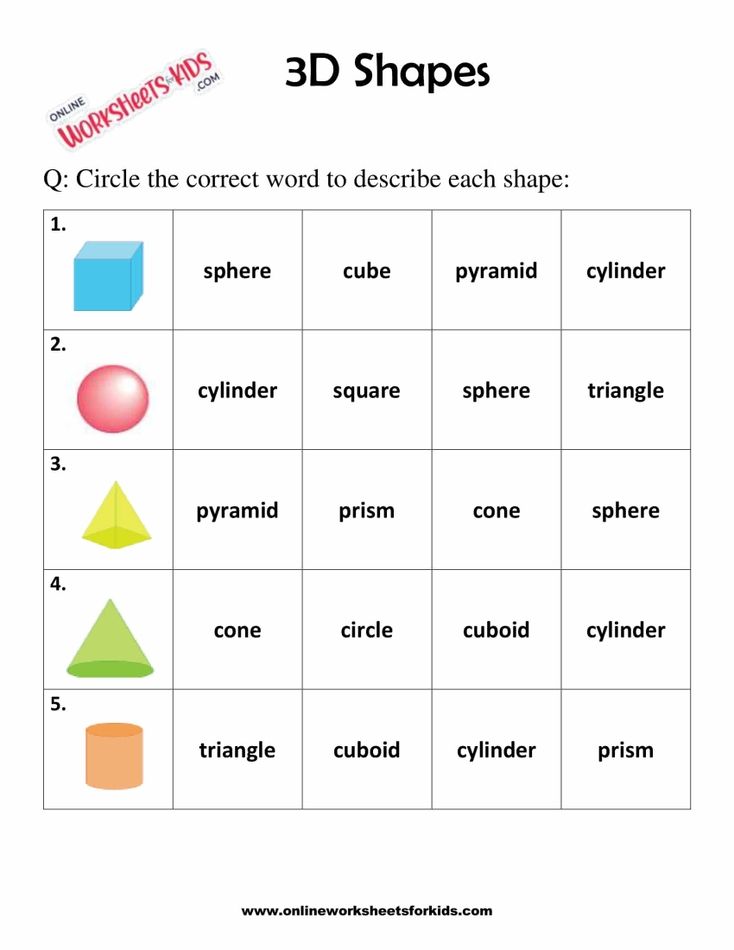 3D Shapes Worksheets 1st Grade 3