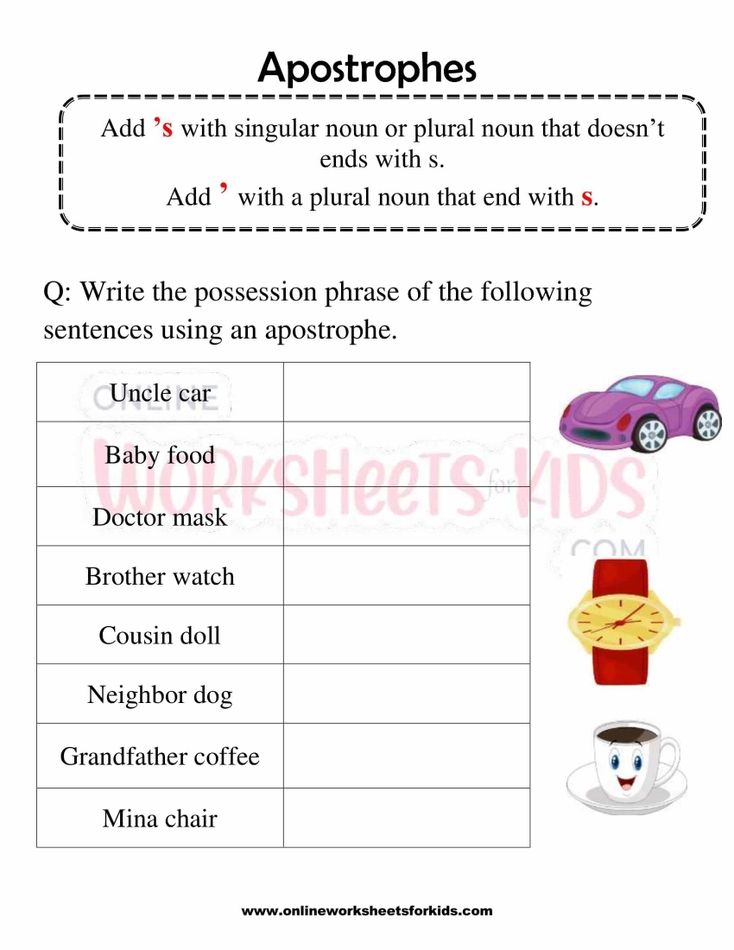 Apostrophe Worksheet For Grade 1-10