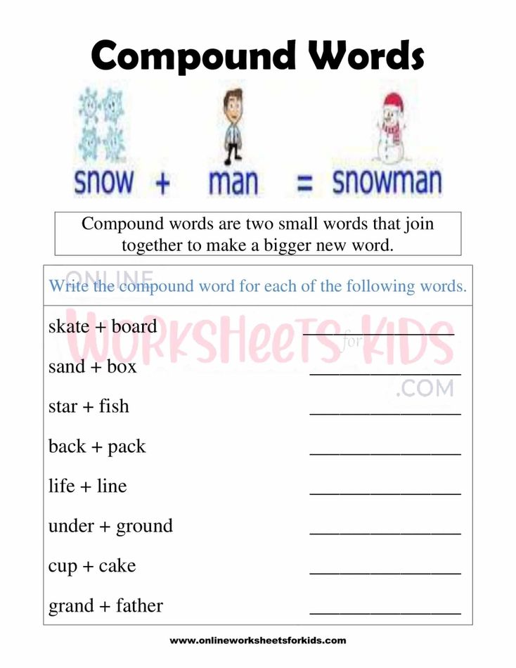 Compound Words Worksheets for grade 1-1