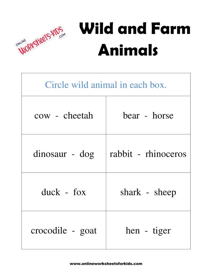 Wild And Farm Animals Worksheets 4