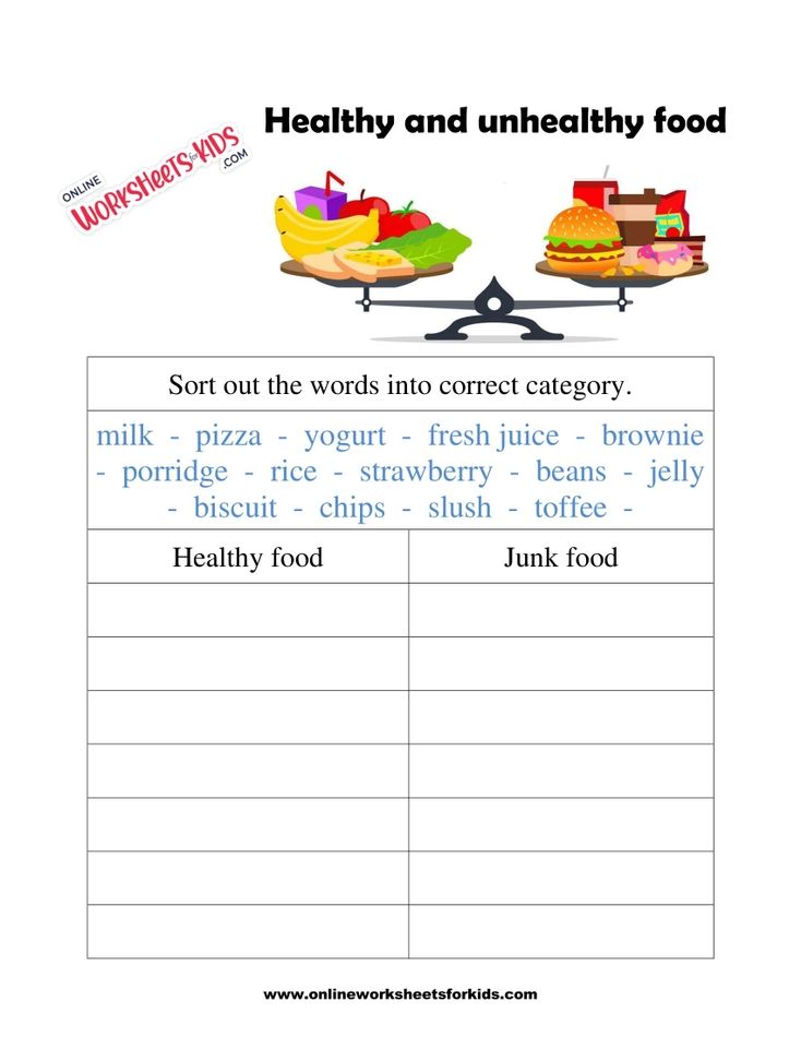 Healthy And Unhealthy Food Worksheets 4