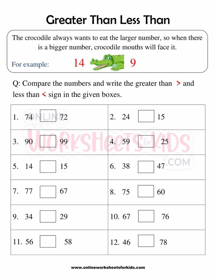 Greater Than Less Than Worksheets First Grade 4