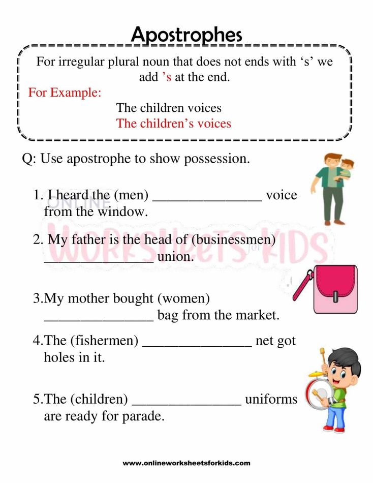 Apostrophe Worksheet For Grade 1-8