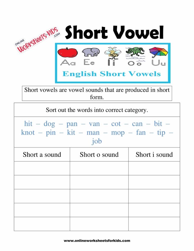 Short Vowel Worksheets 2