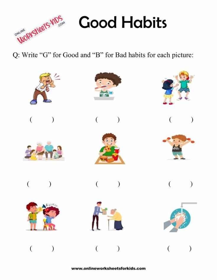 Good Habits Vs Bad Habits Worksheet For Grade 1-7