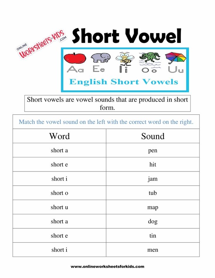 Short Vowel Worksheets 5
