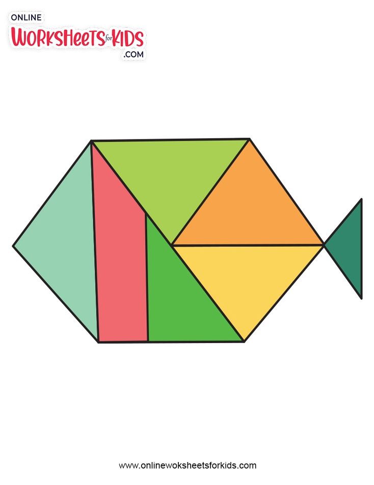 Tangram Fish Worksheets For Grade 1-8