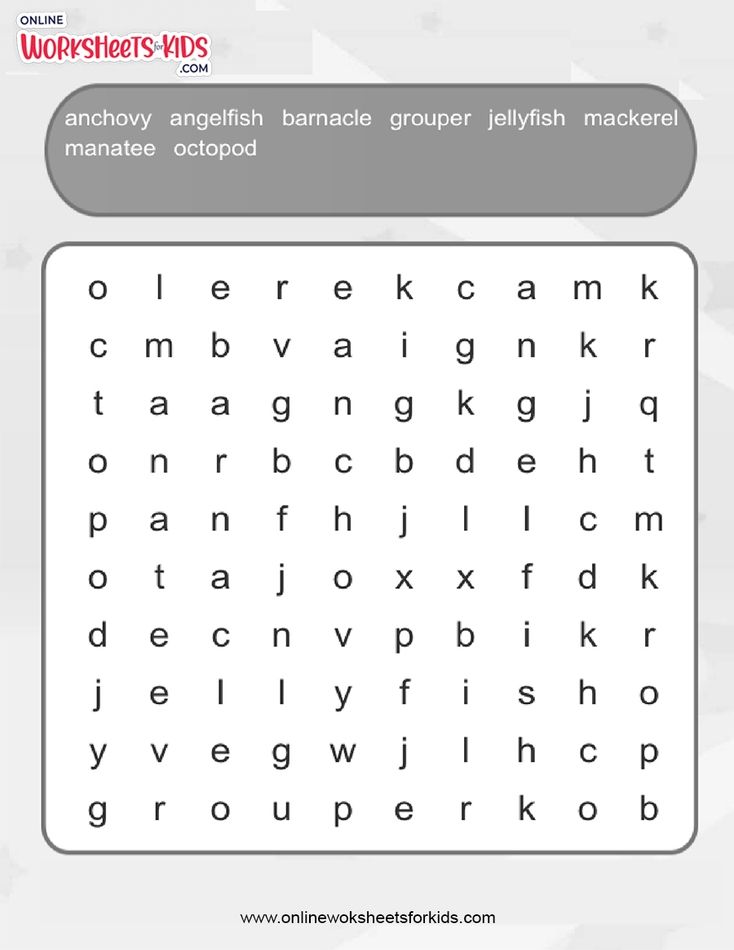 Sea Animals Word Search (Advance)