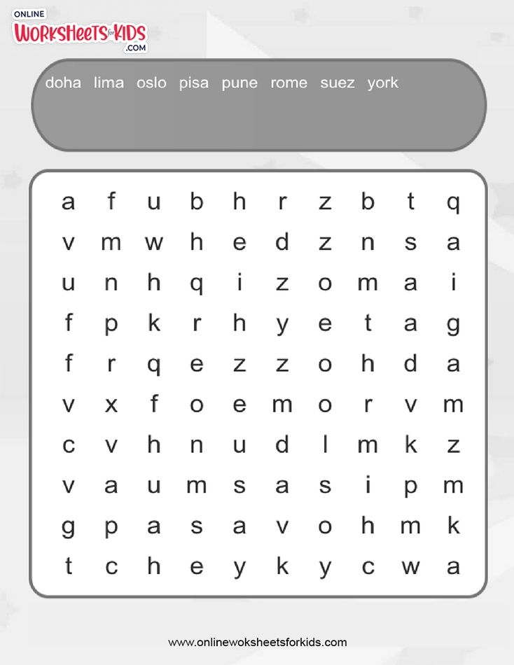 Cities Word Search (Easy)