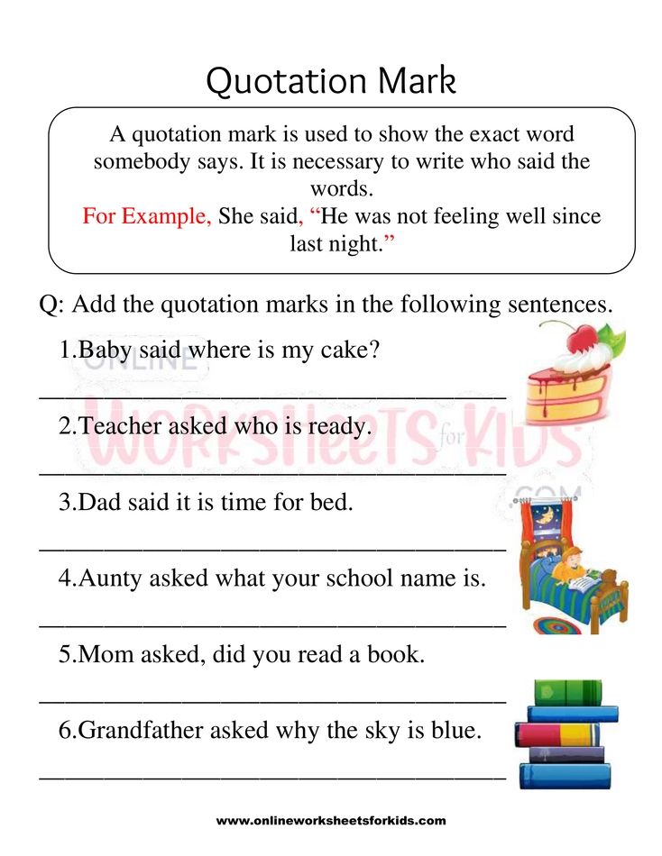 Quotation Marks Worksheets 1st grade 6