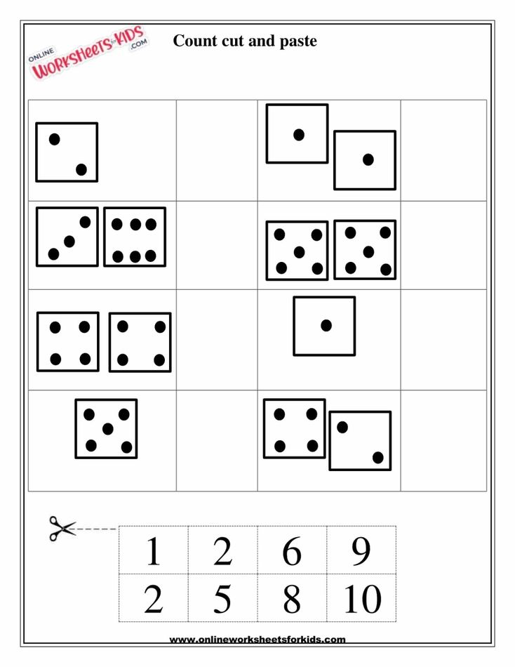 Dice Counting Numbers 1 till 10 Cut And Paste 4