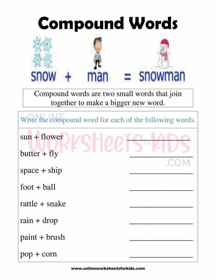 Compound Words Worksheets for grade 1-2