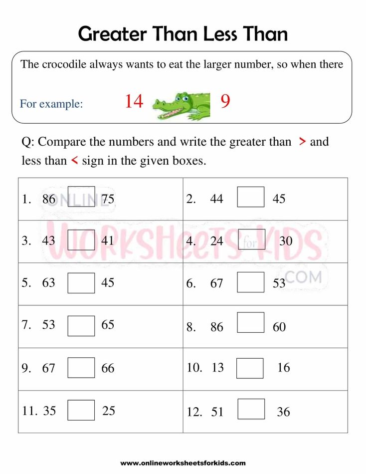 Greater Than Less Than Worksheets First Grade 9