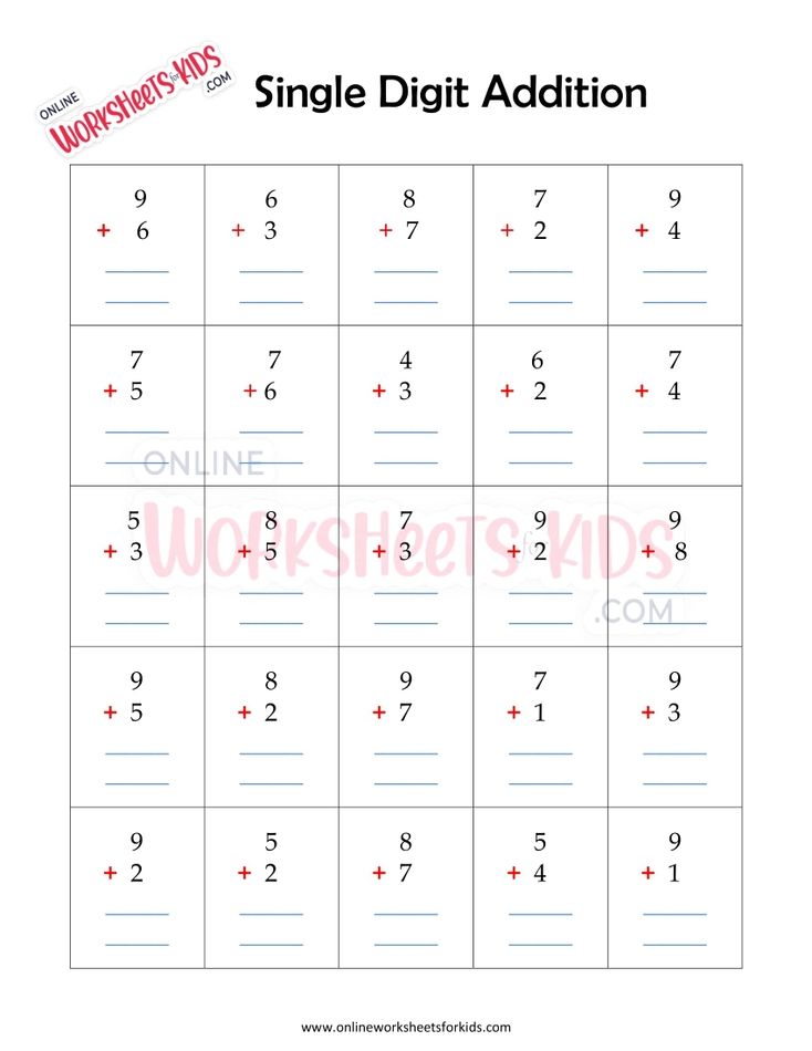 Single Digit Addition Worksheets For First Grade 2