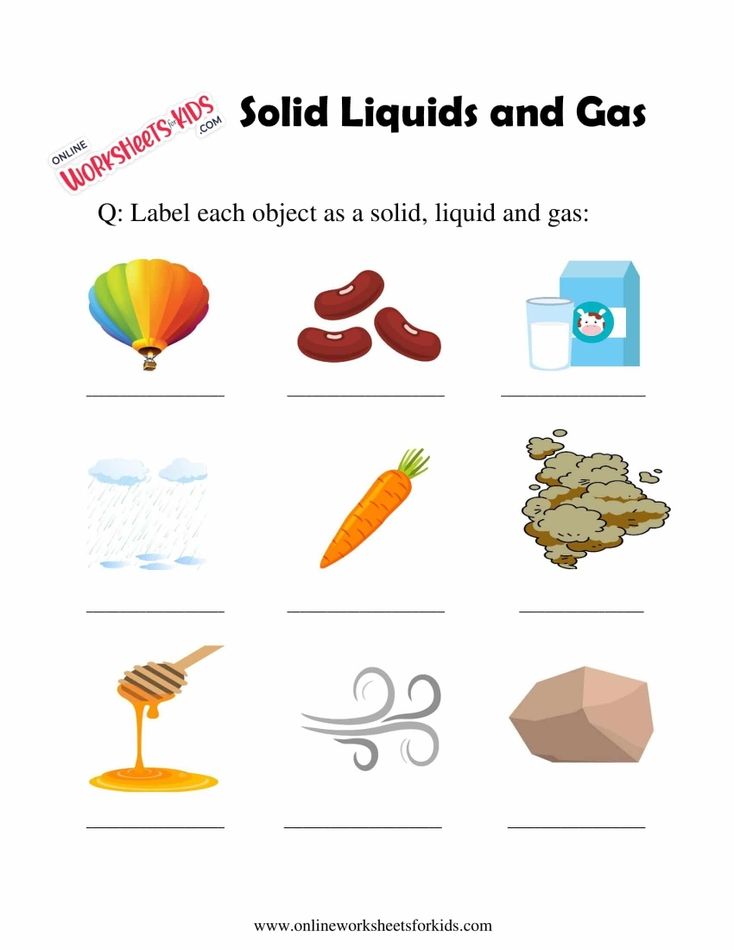 Solid Liquids and Gas Worksheet For Grade 1-5