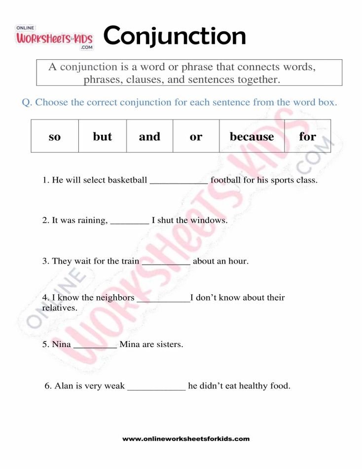 Conjunctions Worksheet 01