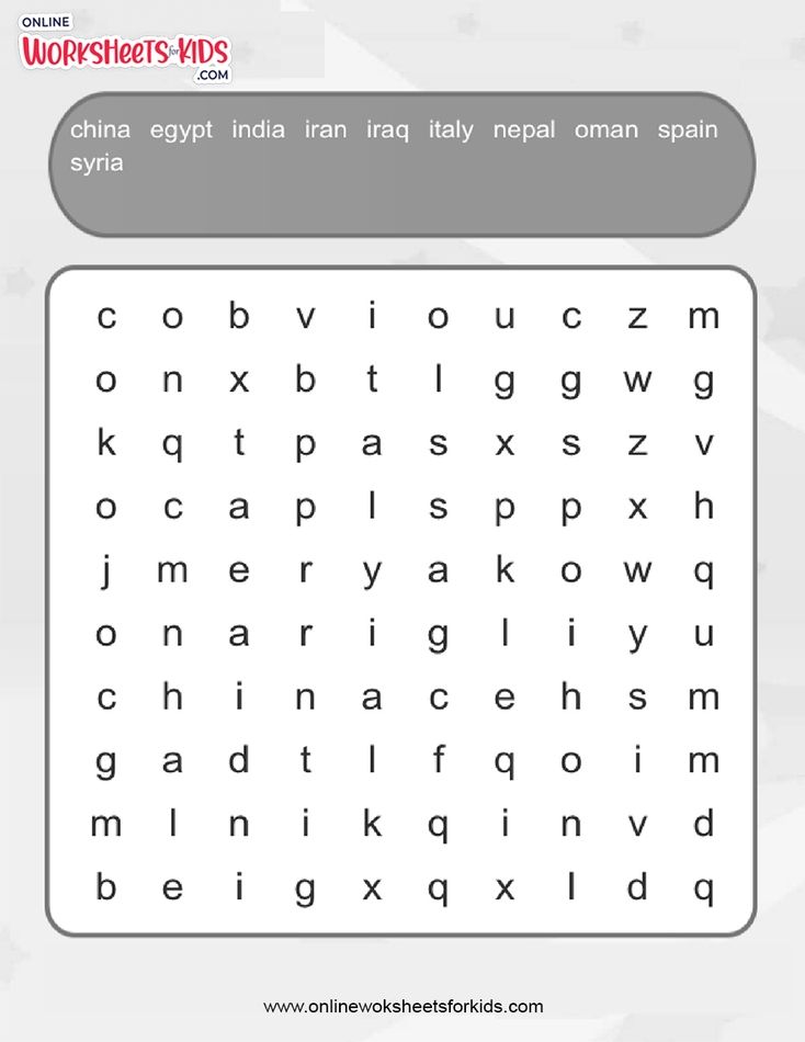 Countries Word Search (Easy)