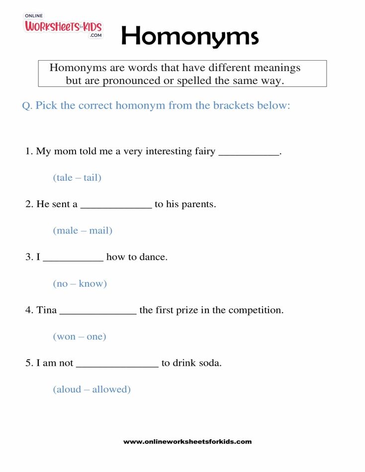 Homonyms Worksheet 05