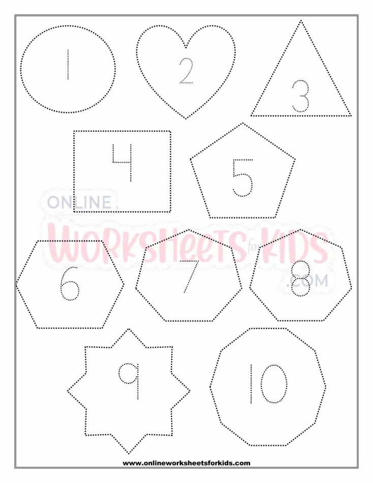 Shapes And Number Tracing Worksheet 2